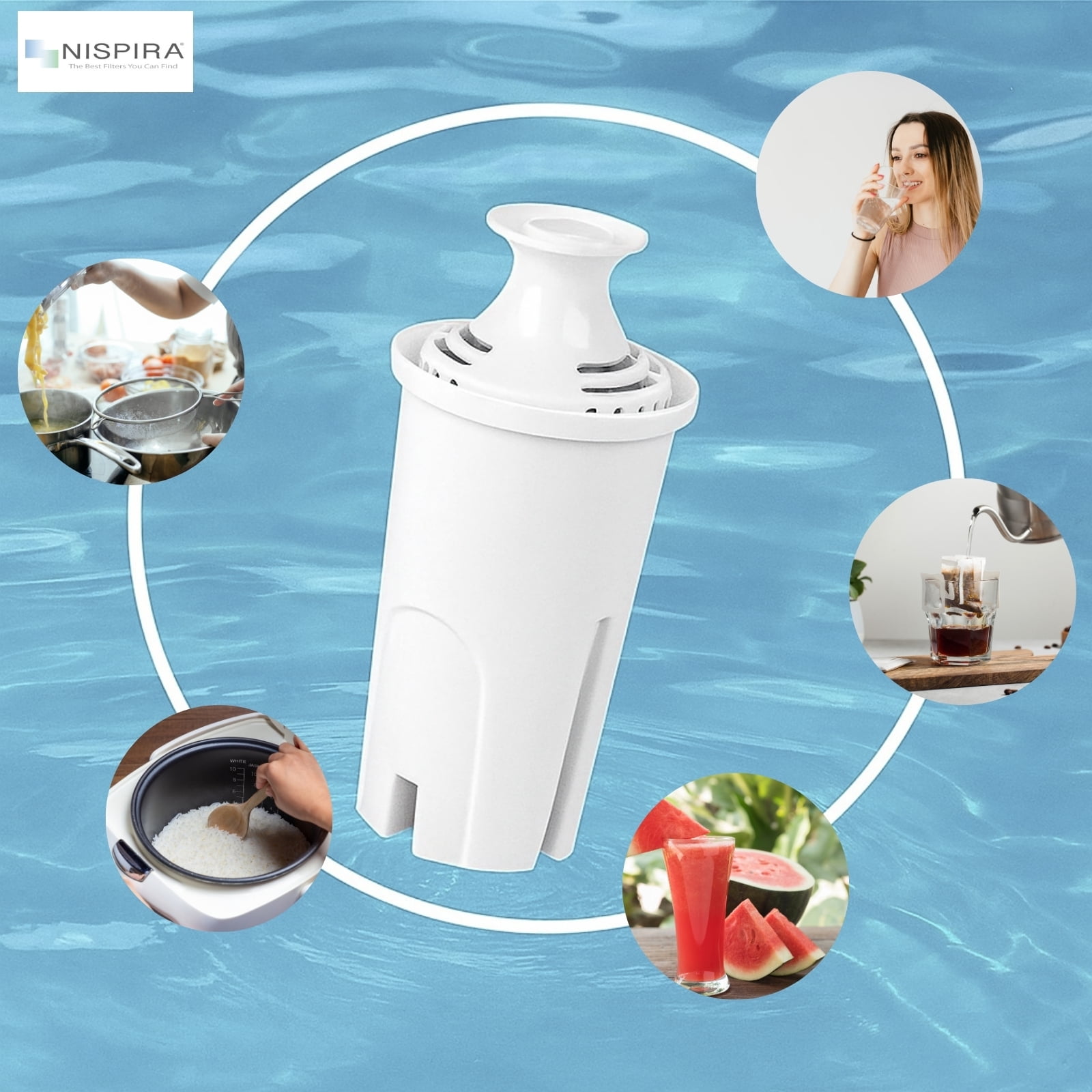 Nispira OB03 Water Filter Replacement for Brita Water Pitchers and Dispensers, Classic 35557, Mavea 107007, 6 Packs
