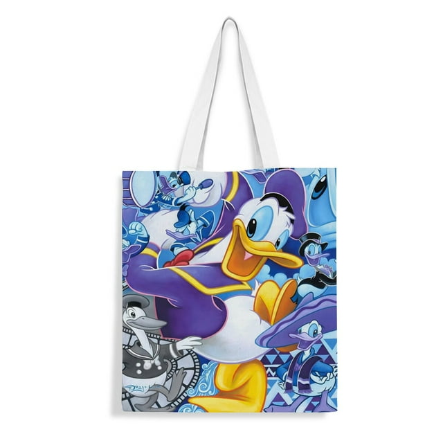 Donald Duck Presents Bolso de tela con estampado de lienzo para mujer, bolsa de compras reutilizable y estética, con cremallera interior, regalo para mujer,40*40cm.