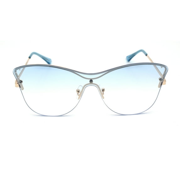 Womens Cat Eye Shield Luxury Rhinestone Sunglasses Gold Gradient Blue