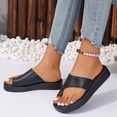 thumbnail image 2 of Womens Flip Flops Walking Sandals Women Women's Sandals Womens Dress Sandals Women Comfy Wedge Flip Flops Sandals Summer PU Leather Comfortable Clip Toe Sandals Black 5.5, 2 of 7