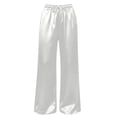 thumbnail image 7 of yeiolnoer Satin Pants for Women Loose Fit Wide Leg Trousers Lightweight Drawstring High Waisted Pants Trendy Clothes, 7 of 7