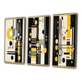 thumbnail image 3 of Designart "Sound Paradise Retro Abstraction II" Modern Geometric Framed Wall Art Set Of 3 - Yellow Abstract Geometric Frame Canvas Set For Living Room Decor, 3 of 6