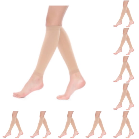 Seitruly Medias cómodas para terapia de compresión que reducen la hinchazón y la fatiga que absorben la humedad Color de piel de nailon XL color de piel SG 10Conjunto