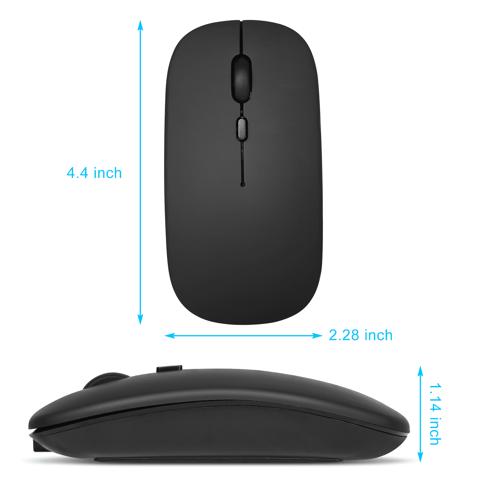 Bluetooth Mouse, Rechargeable Wireless Mouse for Android Tablet Bluetooth  Wireless Mouse Designed for Laptop / PC / Mac / iPad pro / Computer / Tablet  / Android - Black 