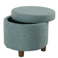 thumbnail image 4 of Round Storage Ottoman Teal Tweed, 4 of 8