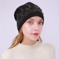 thumbnail image 4 of D-GROEE Slouchy Beanie for Women, Winter Warm Stretchy Faux Pearl Rhinestone Decor Skull Cap Hat Lightweight for Running Cycling, 4 of 8