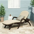 thumbnail image 2 of Noble House Waverly Outdoor Faux Wicker Lounge with Cushion Dark Brown/Beige, 2 of 2