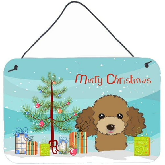 Carolines Treasures BB1628DS812 Christmas Tree & Chocolate Brown Poodle Wall or Door Hanging Prints