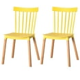thumbnail image 5 of Fabulaxe Modern Plastic Dining Chair Windsor Design with Beech Wood Legs, White, 5 of 10