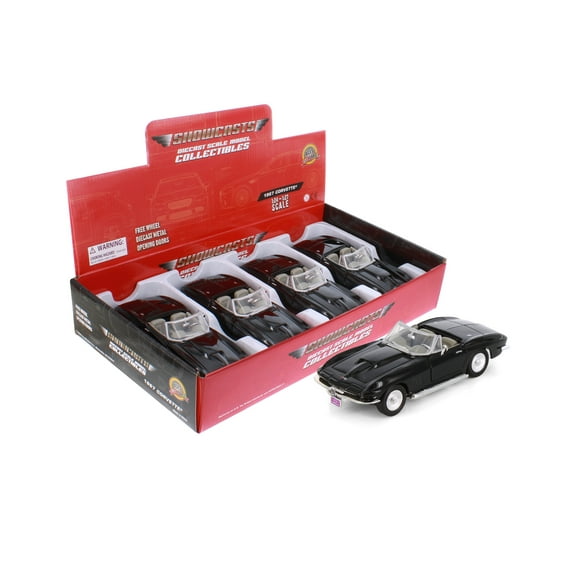 1967 Chevy Corvette Convertible, Black - Showcasts 77224D - 1/24 Scale Diecast Model Car