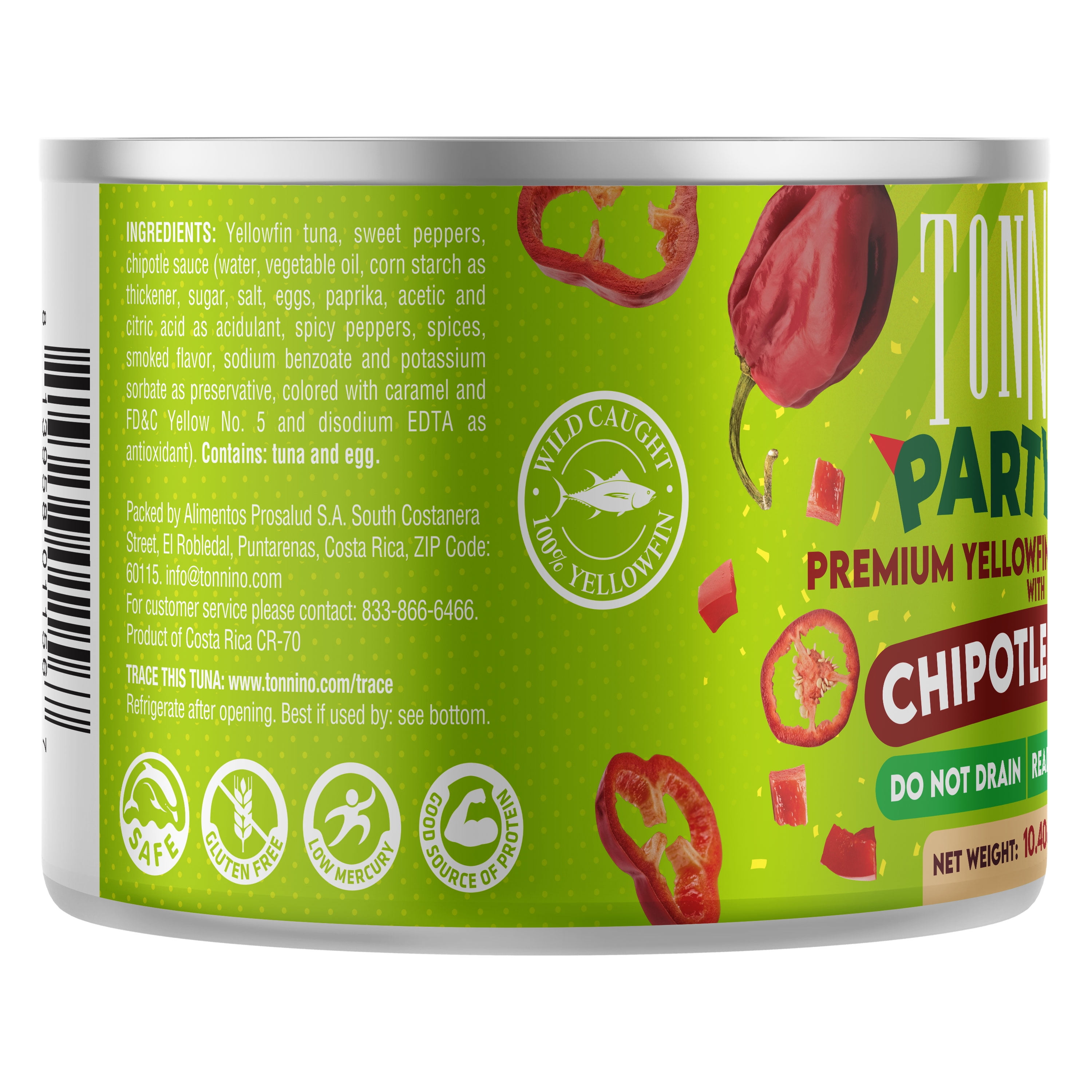 (2 pack) Tonnino Premium Yellowfin Tuna with chipotle sauce, 10.40 oz, Can, Wild Caught