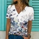 thumbnail image 2 of Camiseta de manga corta suelta con cuello en V y estampado informal a la moda para mujer Pompotops hkajfhjk464362, 2 of 5