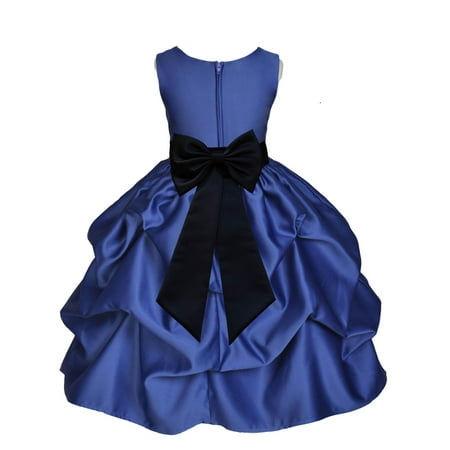 Navy Flower Girl Pageant Dress Ekidsbridal Formal Satin Bubble Navy Blue Flower Girl Dress Junior Bridesmaid Wedding Pageant Toddler Recital Easter Holiday Communion Birthday Girls Baptism Special Occasions Princess 208T ()