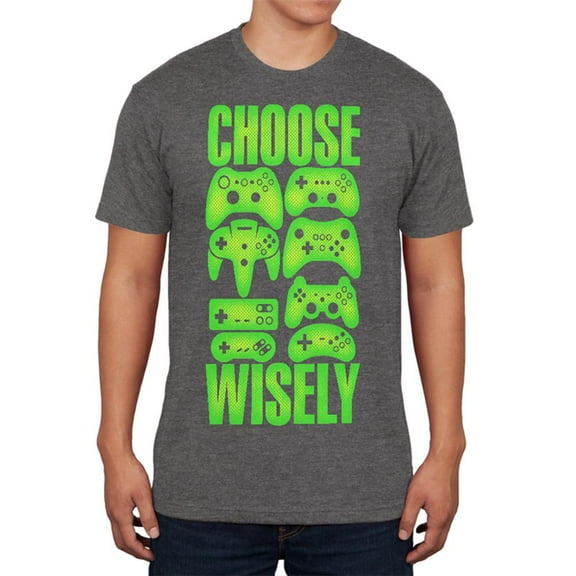 Choose Your Weapon Wisely Video Games Mens Soft T Shirt Charcoal Heather LG