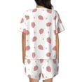 thumbnail image 3 of Naloa Hand Drawn Strawberry Women's Short-Sleeved Pajama Set, Loungewear, Summer pajamas, Breathable Cozy - Medium, 3 of 9