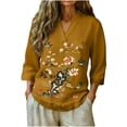 thumbnail image 2 of Guluxicc Floral Embroidered Cotton Linen Shirts for Women Summer 3/4 Sleeve Dressy Casual Loose Blouses Gauze Boho Tunic Tops, 2 of 7