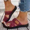 thumbnail image 4 of Rokment Womens Athletic Mesh Walking Flip Flops Lightweight Breathable Flat Slides Sandals Beach Summer Casual Slip on Thong Slippers for Outdoor Activities Wine Size 7, 4 of 6