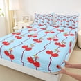 thumbnail image 3 of Feelyou Cartoon Cherry Kid Bed Sheets, Kawaii Bowknot King Sheets, 4-Piece, 3 of 7
