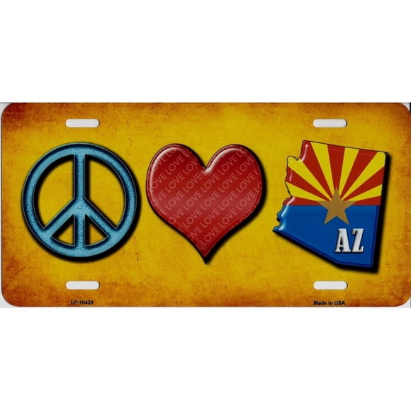 Amour de la Paix et Plaque d'Immatriculation en Métal de l'Arizona