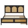 thumbnail image 5 of Euroco Queen Size Platform Bed with 2 Drawers, Rattan and Wood Frame, Black, 5 of 13