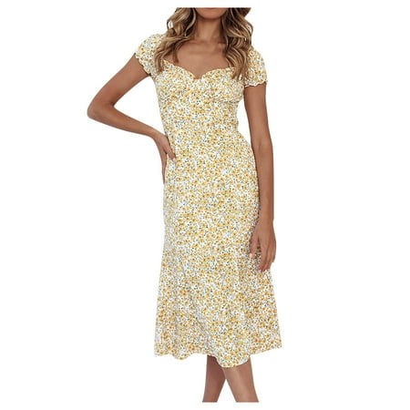 

Ersazi Women Short Sleeve Round-Neck Dress Women s new summer 2023 short-sleeved printed hedging casual dress Blue Maternity Dress New Summer Short-Sleeved Print Pullover Temperament Casual Dress