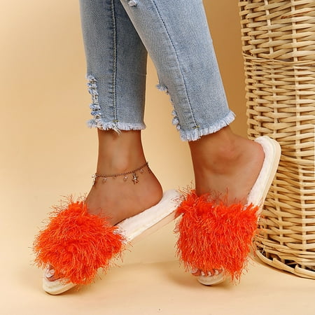 

Winter Open Women Furry Home Flat Keep Slippers Plush Shoes Warm Slip On Toe Women s Slipper Note Please Buy One Or Two Sizes Larger