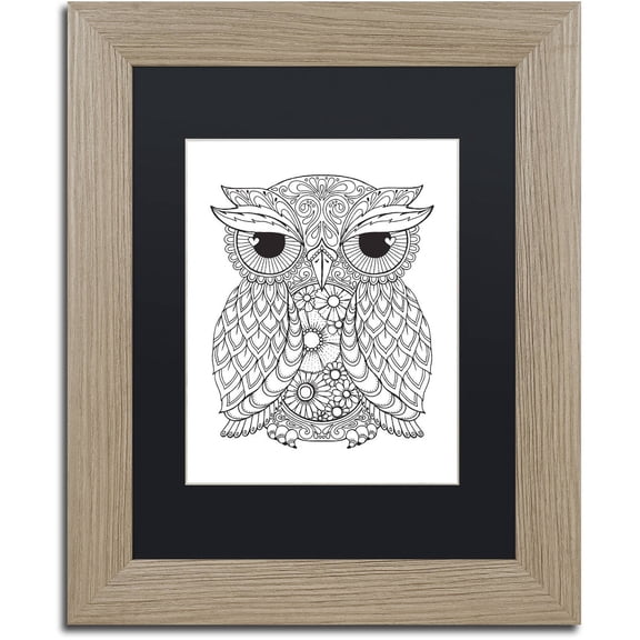 Trademark Fine Art "Owl 2" Canvas Art by Hello Angel, Black Matte, Birch Frame