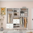 thumbnail image 2 of ModMakers White Modular Closet System, Wood Closet Organizer and Storage System Wardrobe w/ 9 Shelves & 4 Drawers, 78.74" W, 2 of 8
