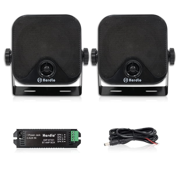 Bocina Compacta Herdio 100W Negra a Prueba de Agua Compatible con Bluetooth para Vehicles Powersport