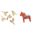 thumbnail image 1 of Juego de arte de pared de pájaro de madera, figura de escritorio de pájaro de madera, estatua de caballo Dalecarlian, artesanía tradicional de madera, 1 of 8