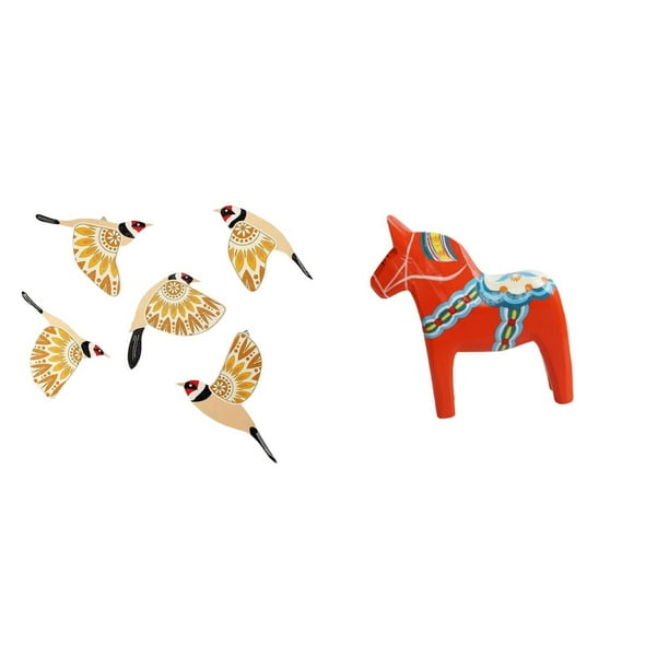 Arte De Pared De Pájaro De Madera Y Adorno De Caballo Dala Sueco, Escultura Decorativa Coleccionable Para Dormitorio, Oficina, Estantería, Armario De Entrada, Decoración Del Hogar, Regalo