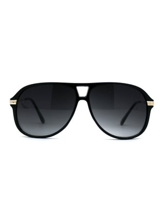 Oversized Curved Top Racer Thick Plastic Sunglasses All Black