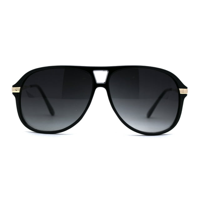 Classic Mens Plastic Tear Drop Shape Racer Sunglasses Black Gold Smoke