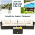 thumbnail image 6 of Gymax 5PCS Rattan Patio Conversation Set Sofa Furniture Set w/ White Cushions, 6 of 10