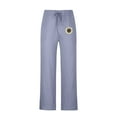 thumbnail image 4 of Dxzfnsa Cotton and linen men's summer beach pants, featuring a loose fit, an elastic waistband with a drawstring, and a daisy pattern mens linen pants(Light Blue,2XL), 4 of 4