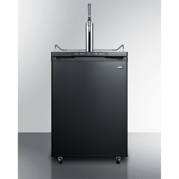 Nitro-infused coffee dispenser in black, with a complete stainless steel stout style tap kit and nitrogen tank included