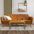 thumbnail image 4 of Novogratz Tallulah 83" Memory Foam Futon Sofa Bed, Camel Faux Leather, 4 of 24