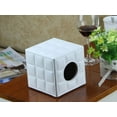 thumbnail image 2 of Nvzi Funda de cuero cuadrada para caja de pañuelos - Elegante soporte para caja de pañuelos en forma de cubo, caja de pañuelos decorativa de PU para tocador,mesa, encimera, color blanco, 2 of 3