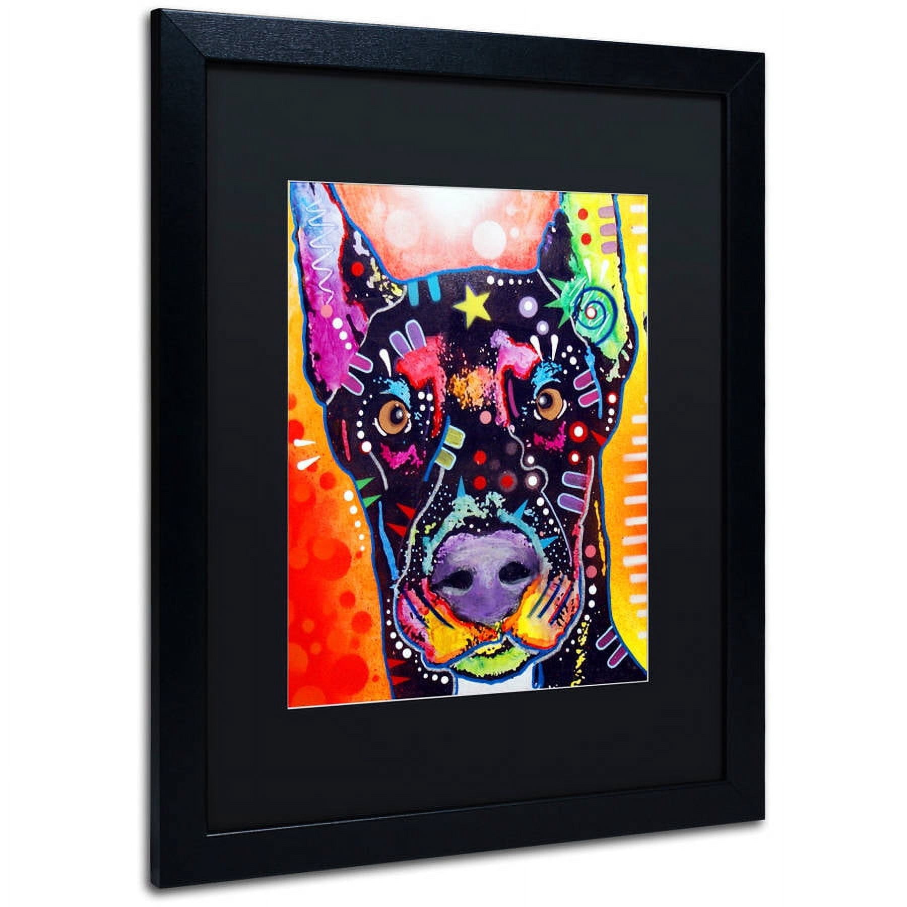 Trademark Fine Art "Doberman" Canvas Art by Dean Russo, Black Matte, Black Frame