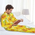 thumbnail image 6 of Salouo Sunflowers2 Print Button-Front Long Sleeve Pajama Set for Men, Soft 2Pjs Men's Long Sleeve Sleepwear-Small, 6 of 7