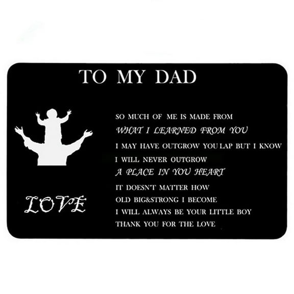 Personalized Engraved Wallet Metal Card Insert From Son Daughter Birthday Thanksgiving Christmas Father Day Customized Best Dad Ever Best Custom Message Card for Dad Daddy/ Father'S Day Metal Card A