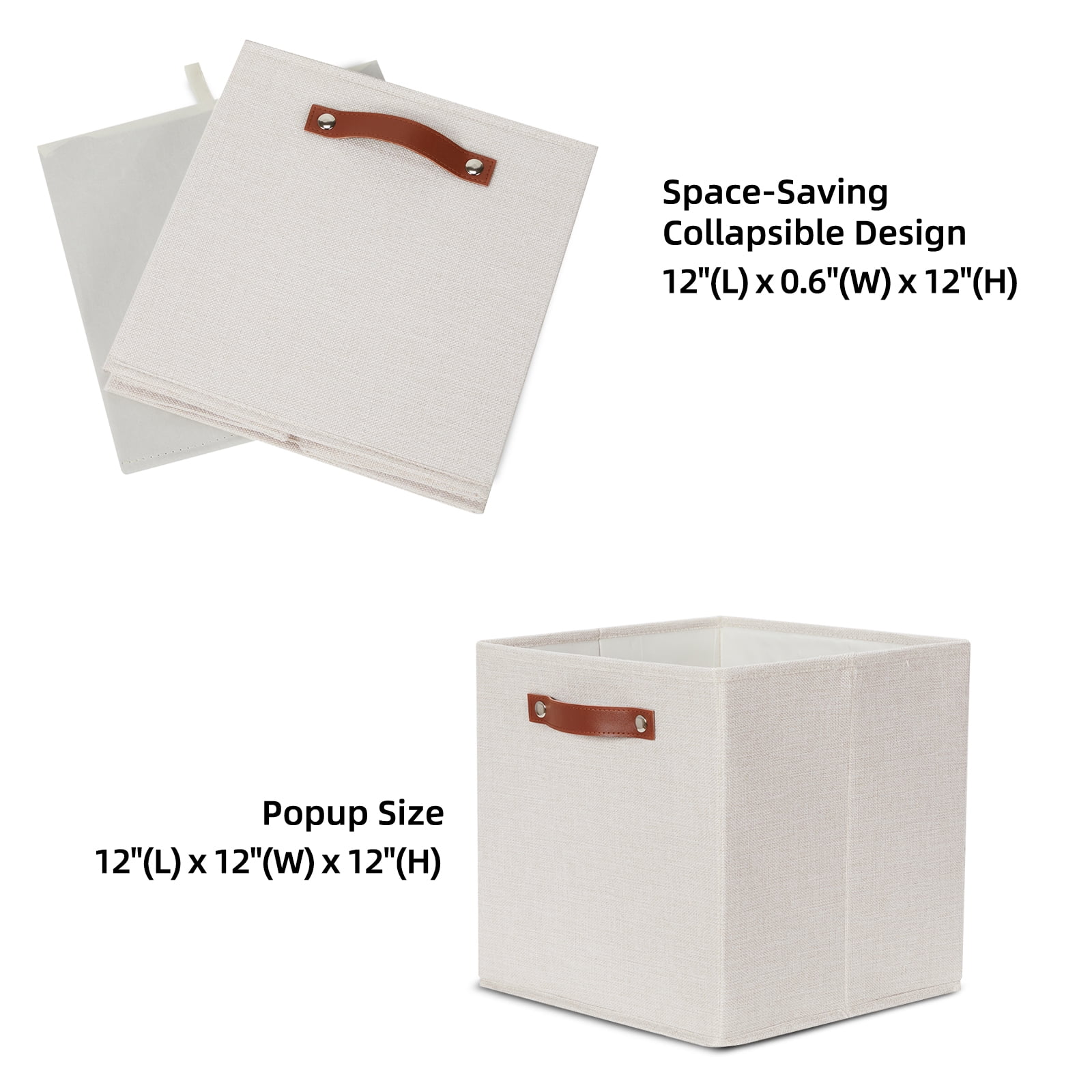 ANLEM Fabric Storage Cubes Set of 4,12 x 12 Storage Baskets,Cloth Storage Bins for Organizing with Handles,Closet Baskets for Organizing Home Nursery(Gream)