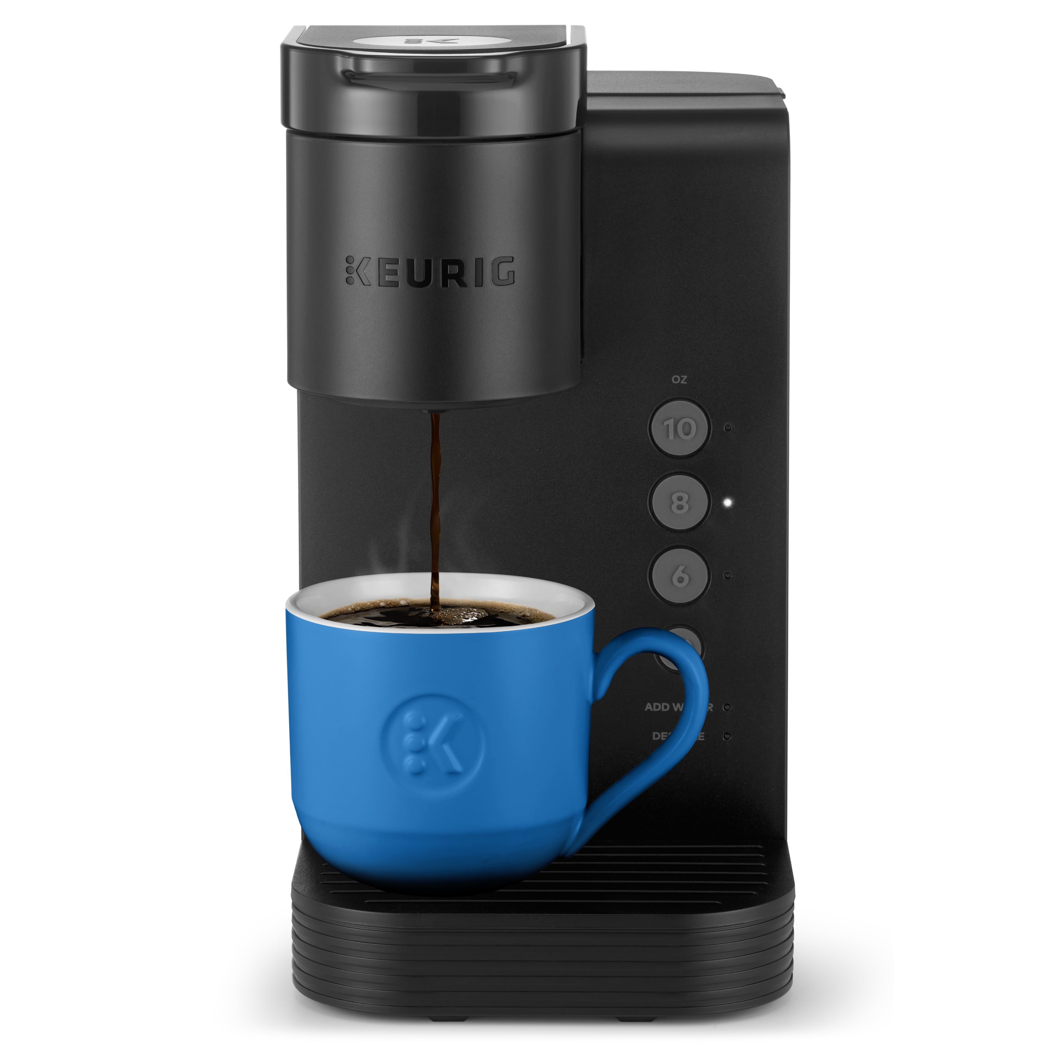 Famiworths Single Serve Brewer for K Cup & Ground Coffee, With Bold Brew,  One Cup Coffee Maker, 6 to 14 oz. Brew Sizes, Fits Travel Mug, Blue