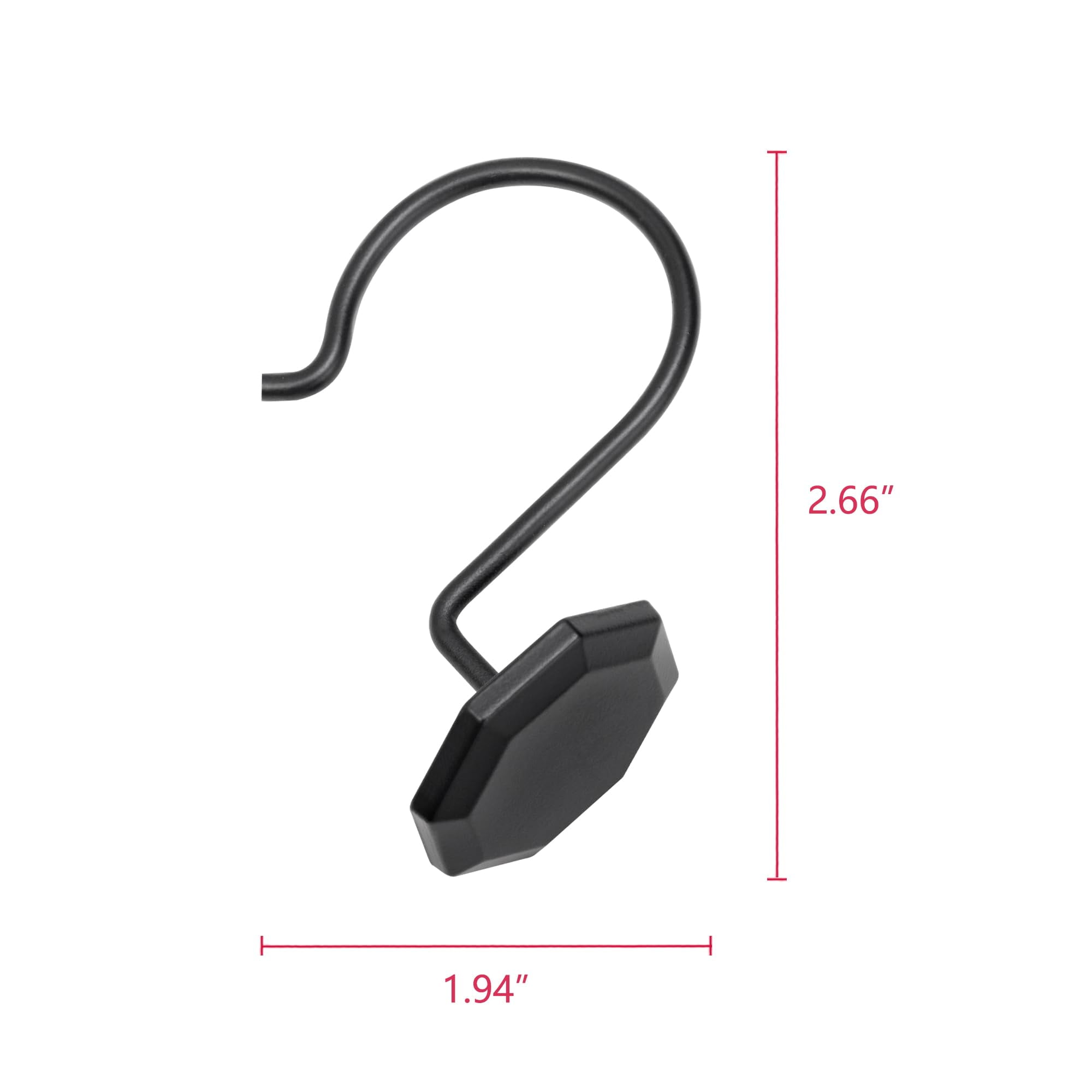 Utopia Alley HK27BK Rust Proof Zinc Shower Curtain Hooks Rings, Matte Black - Set of 12