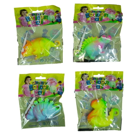 Set of Four Assorted Blow Up Dinosaur Balloon (Best Way To Blow Up Balloons)