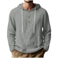 thumbnail image 3 of Horkkom Hoodies for Men Long Sleeve Solid Color Button Down Linen Shirts Summer Casual Loose Shirts XL, 3 of 8