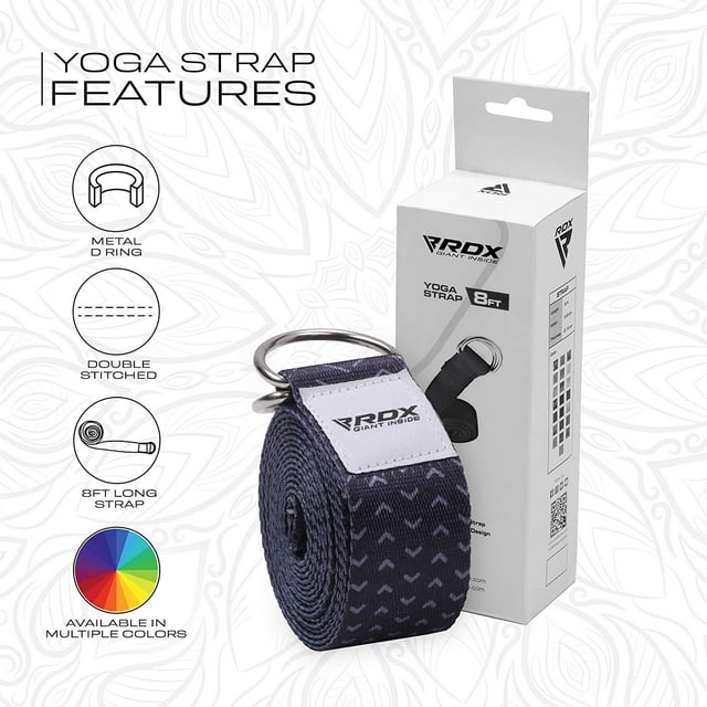 RDX Sangle de Yoga 8 Pieds avec Boucle en D, Ceintures Réglables en Polyester Coton Durable pour Étirement P, F15
