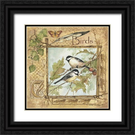 Phillips, Anita 20x20 Black Ornate Wood Framed with Double Matting Museum Art Print Titled - Birds