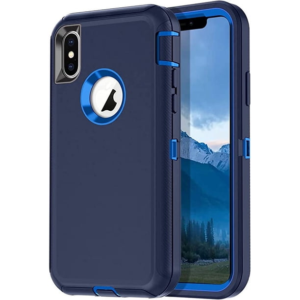 Entronix Funda Resistente para iPhone X/XS, Triple Capa a Prueba de Golpes y Protección contra Caídas, Azul