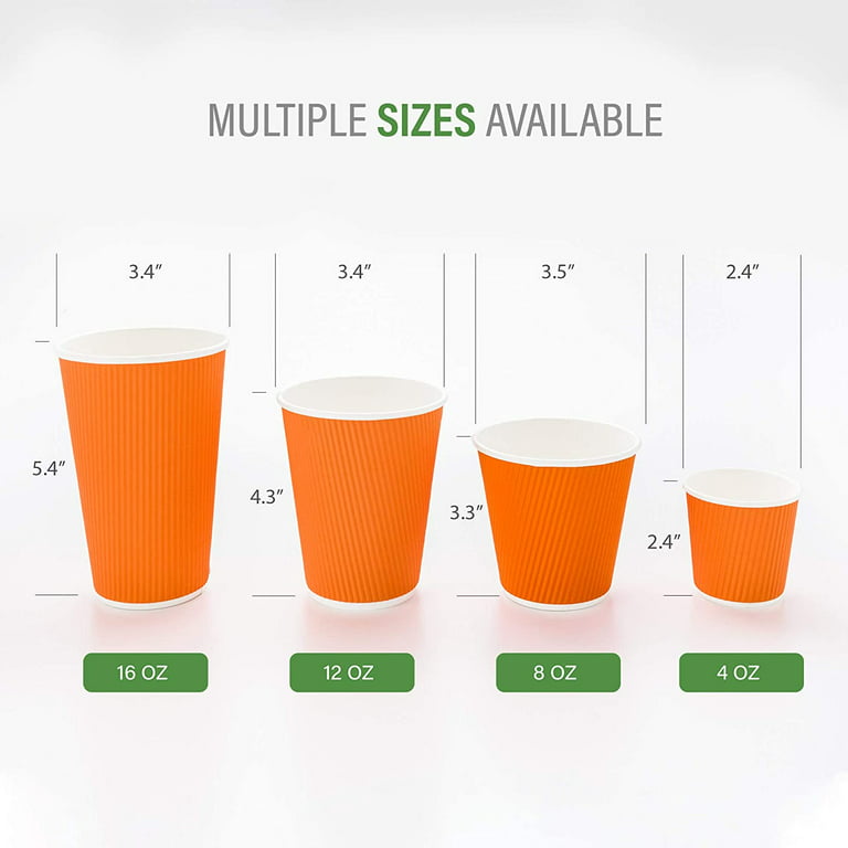 Double Walled Insulated Party Cups, 16-Ounce, Orange- 4 Pack